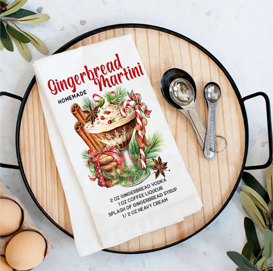 Christmas Gingerbread Martini Tea Towel