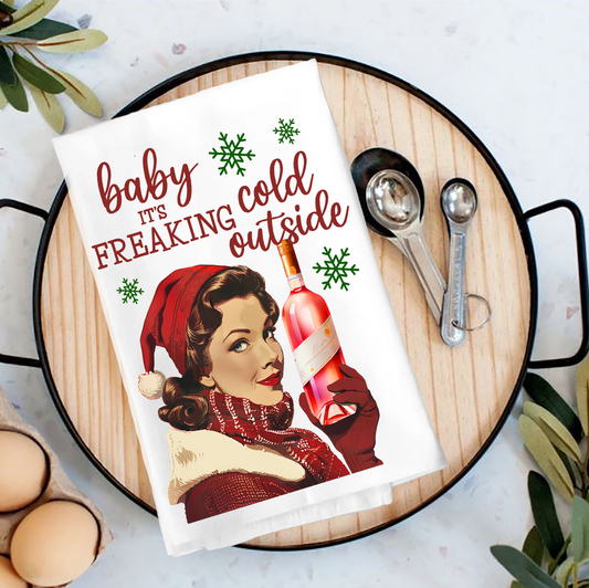 Christmas Funny Baby its Cold Outside Tea Towel