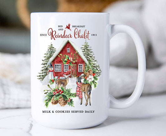 Christmas Reindeer Chalet Coffee Mugs
