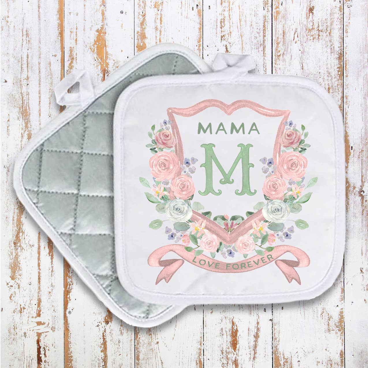 Mother's Day Mama Floral Crest Pot Holder