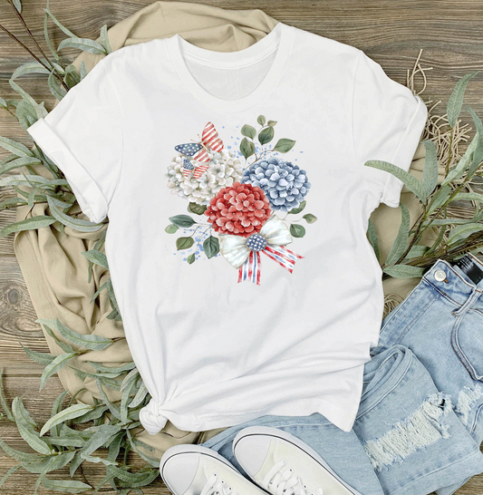 Patriotic Hydrangea Butterfly T-Shirt