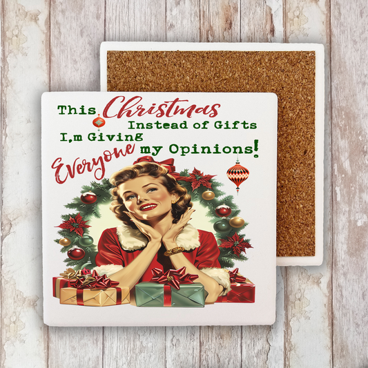 Christmas Funny Gifts My Opinions Stone Coaster (Set of 2)