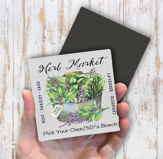 Farmhouse Herb Market  Magnet Fridge - Sets of 2