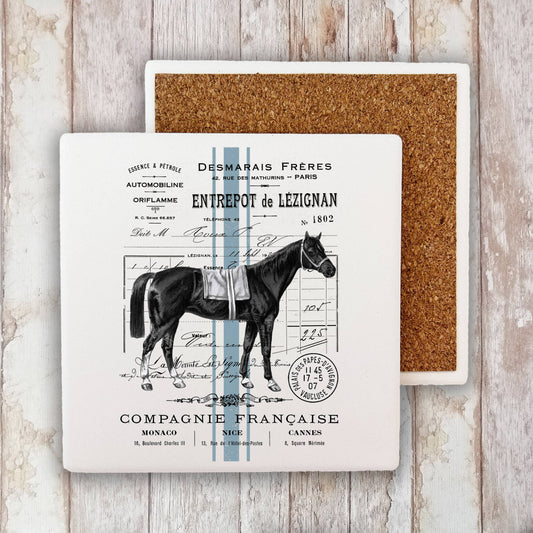 Vintage French Horse Stone Coaster