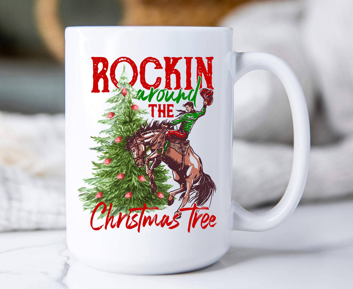 Rockin Around Christmas Tree Western Coffee Mug