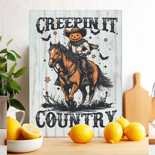 Glass Cutting Board Halloween Creepin it Country