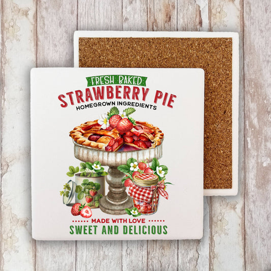 Country Fresh Baked Strawberry Pie  Stone Coaster