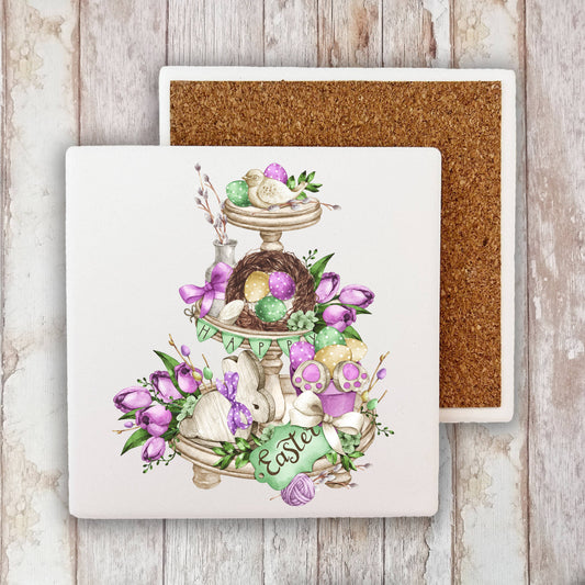 Happy Easter 3 Tier Tray Stone Coaster