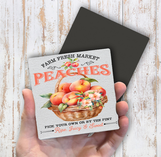Farm Fresh Peaches Blossoms  Magnet Fridge (Set of 2)