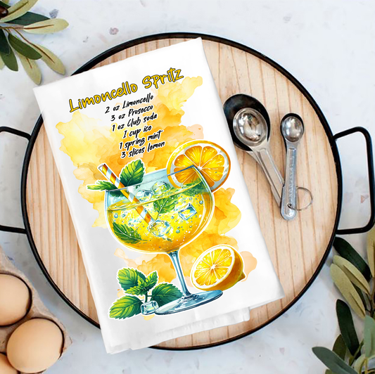 Summer Cocktail Limoncello Spritz Tea Towel