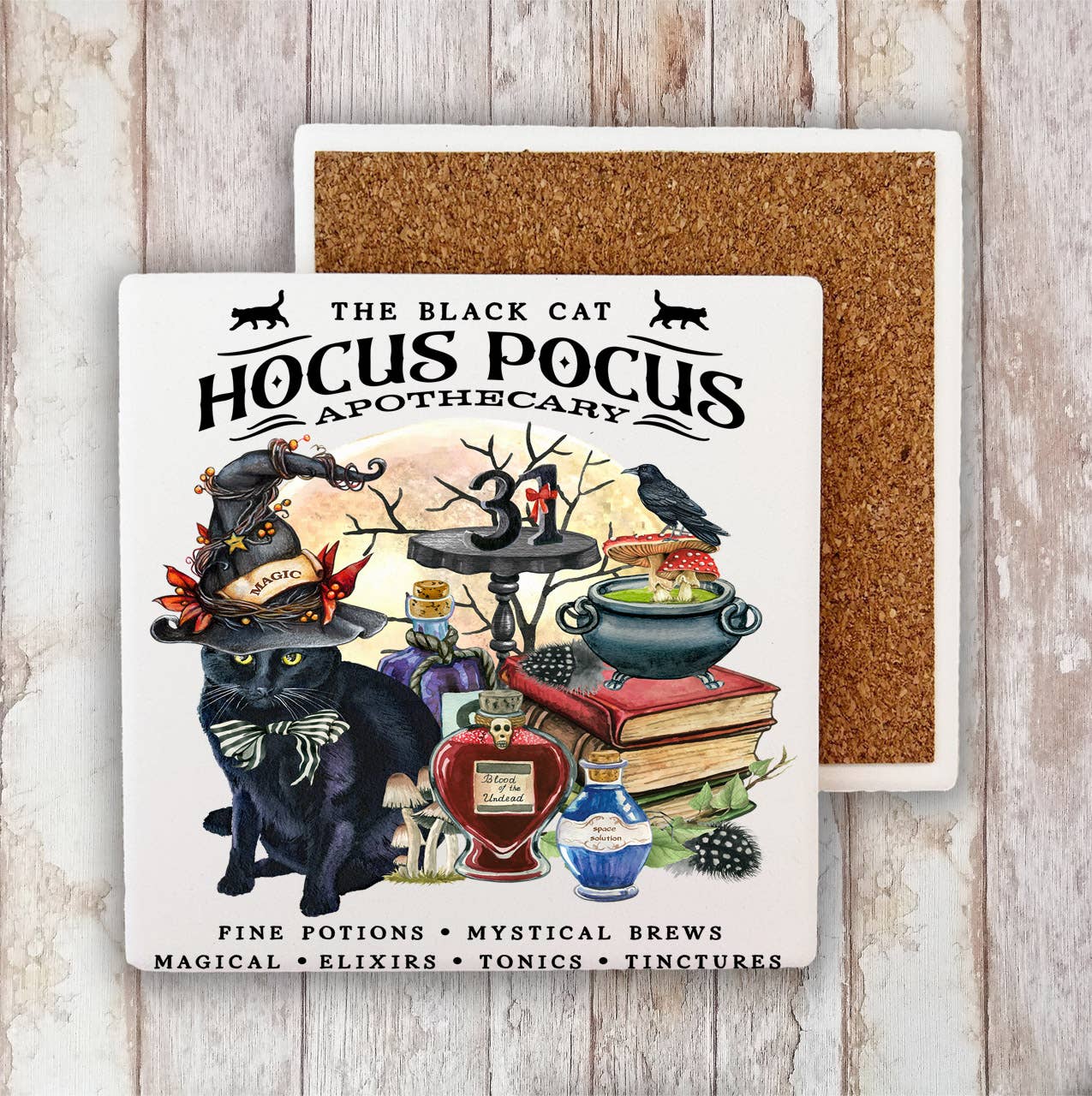 Halloween Hocus Pocus Apothecary Stone Coaster-Sets of 2