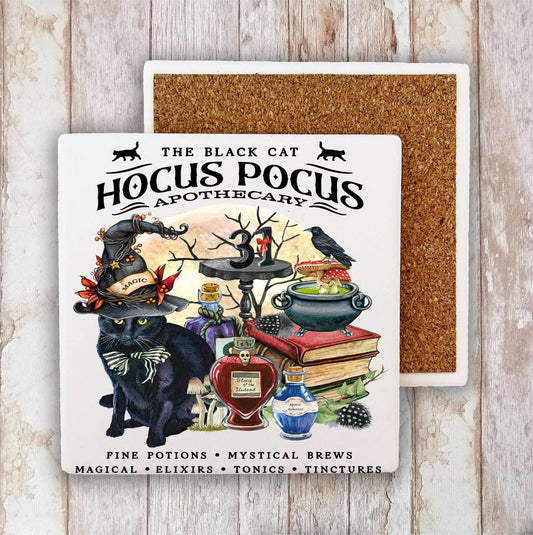 Halloween Hocus Pocus Apothecary Stone Coaster-Sets of 2