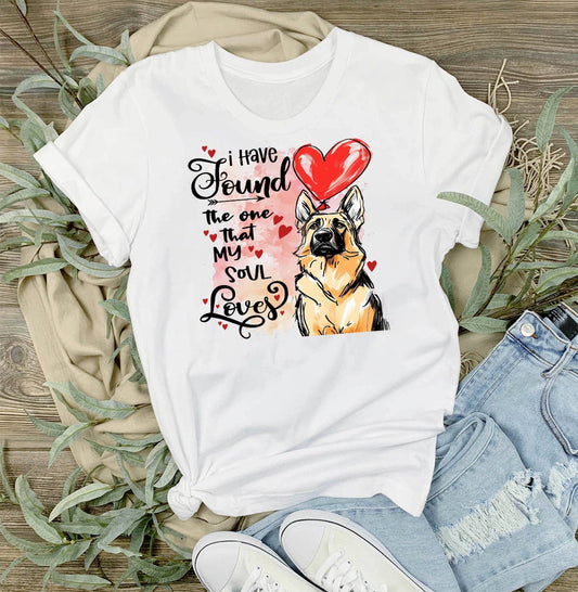 Dog Shepherd Found My Love Valentine T-Shirt