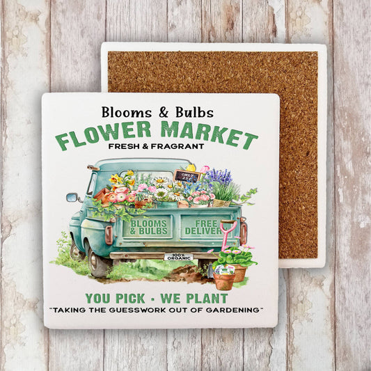 Modern Farmhouse Country Pick up Truck  Stone Coaster-Set of 2