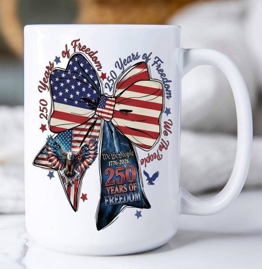 Patriotic Bow 250 Anniversary America Coffee Mug