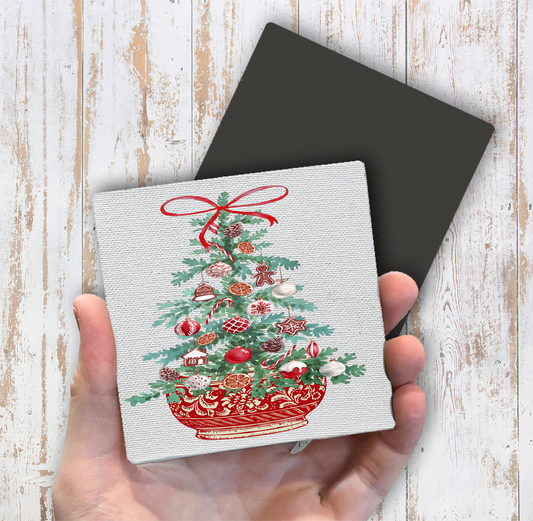 Christmas Chinoiserie Christmas Tree Magnet Fridge (Set of 2)