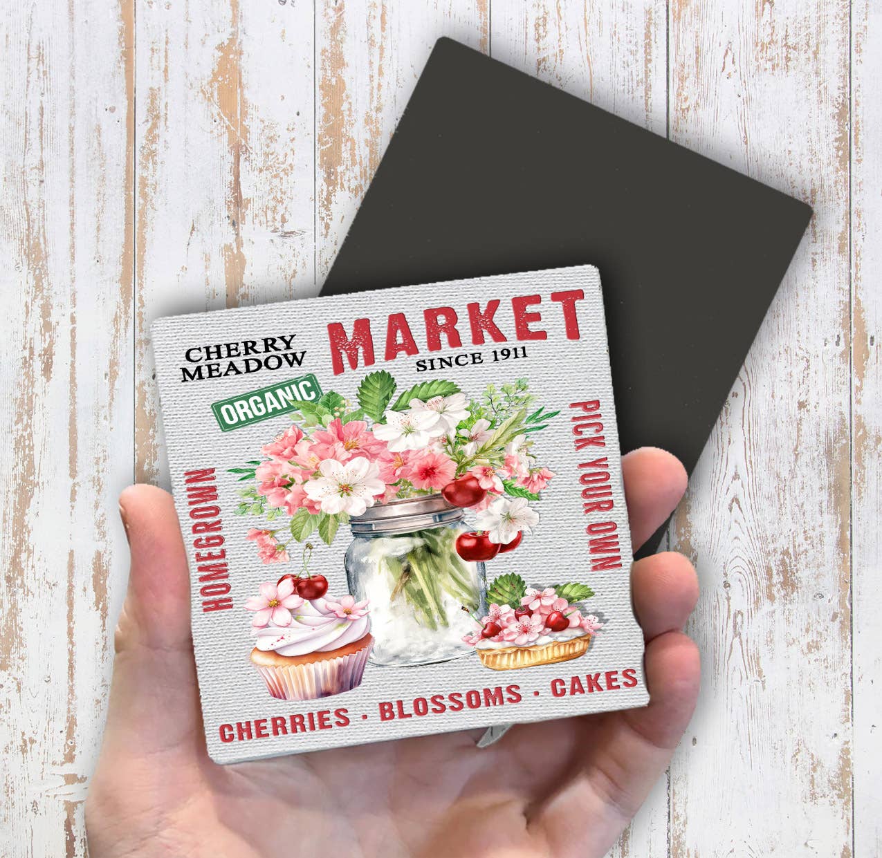 Cherry Meadow Market Country Magnet Fridge - Sets of 2