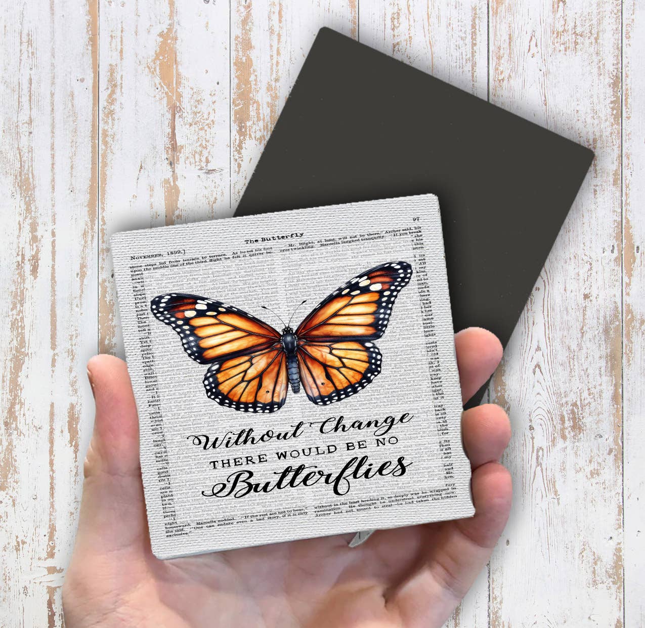 Vintage Monarch Butterfly Quote Magnet Fridge - Sets of 2