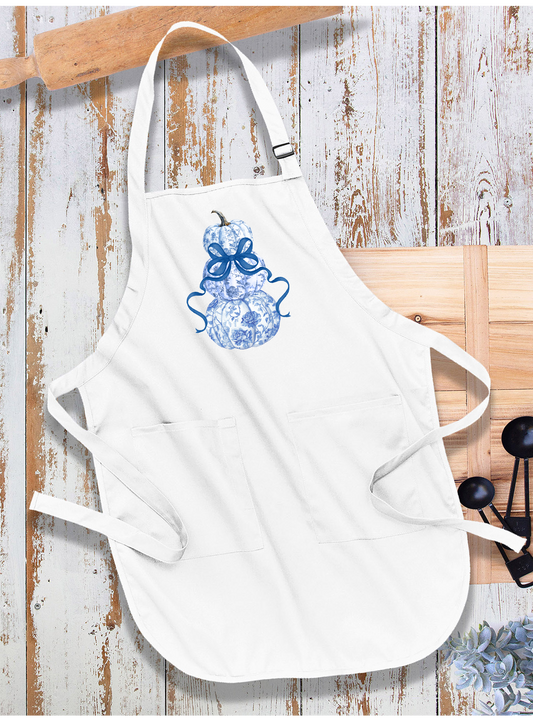 Fall Chinoiserie Blue & White Apron