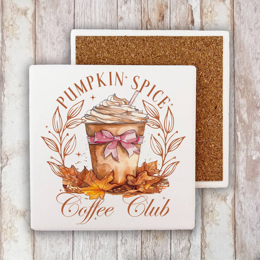 Autumn Fall Pumpkin Spice Club Stone Coaster-Sets of 2