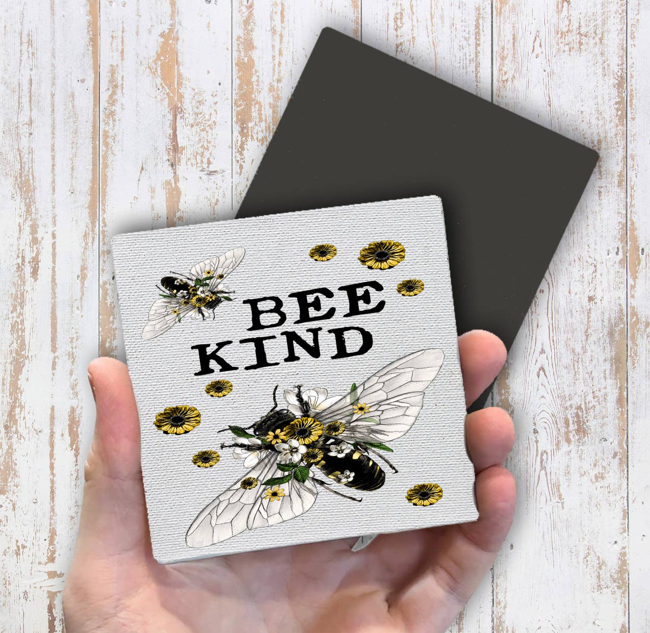 Bee Kind Flowers Vintage Bees Magnet Fridge - Sets of 2