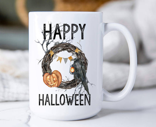 Happy Halloween Wreath Coffee Mugs