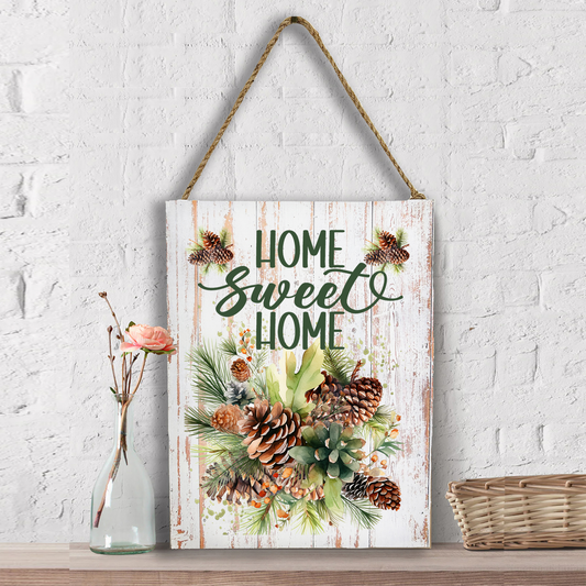Home Sweet Home Bucket Pine Cones Wall Decor