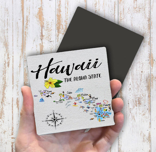 Hawaii State Map Souvenir Magnet Fridge - Sets of 2