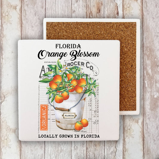 Florida State Flower Orange Blossom Stone Coaster