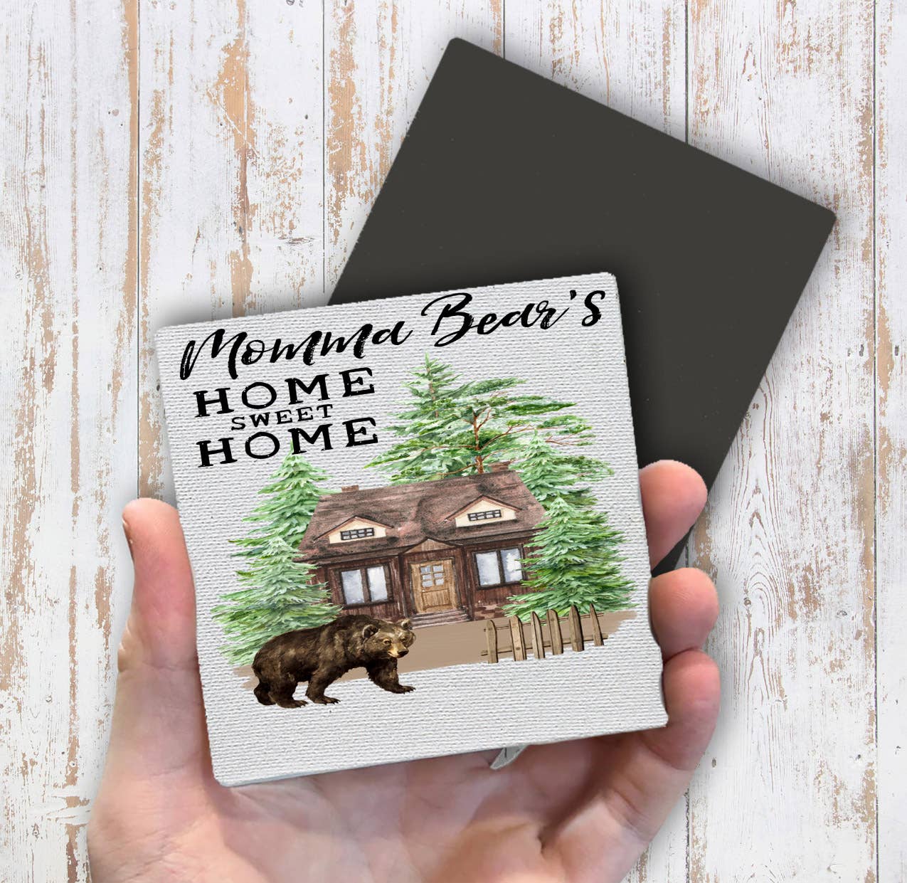 Momma Bear Home Sweet Home Cabin Magnet Fridge - Sets of 2