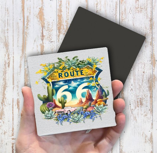 Route 66 Sign Succulents  Magnet Fridge (Set of 2)