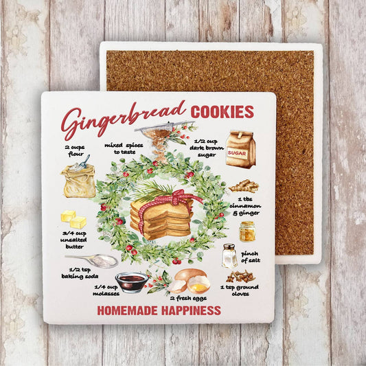 Christmas Gingerbread Cookie Recipe  Stone Coaster-Sets of 2