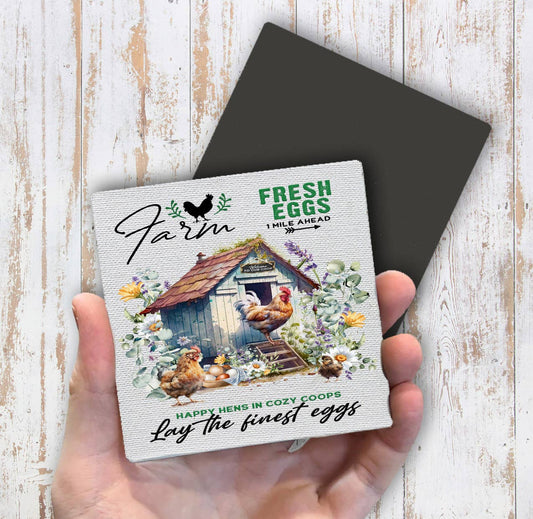 Country Farm Chicken Coop Magnet Fridge - Sets of 2