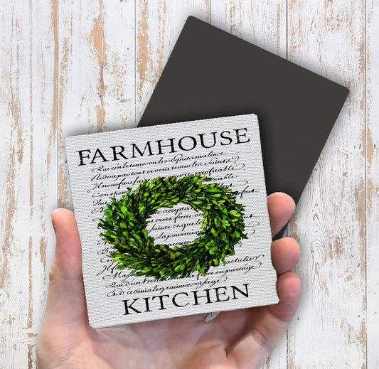 Farmhouse Boxwood Wreath Magnet Fridge - Sets of 2