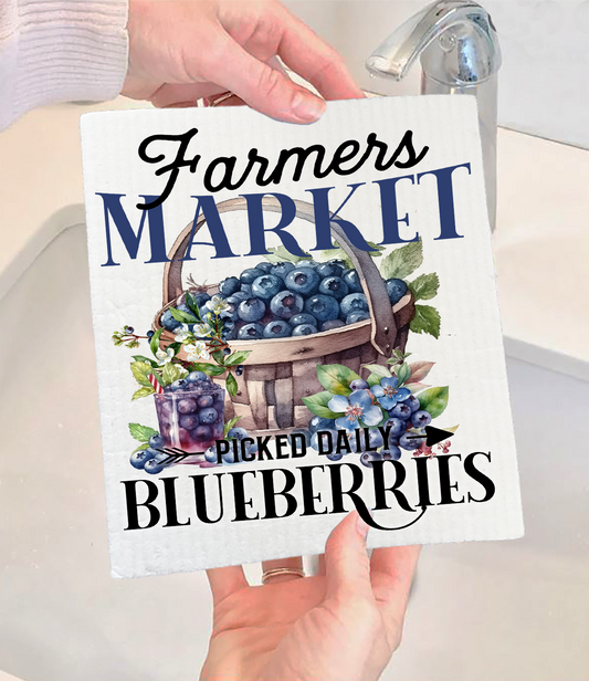 Farm Fresh Blueberries  Swedish Dishcloth (Set of 2)
