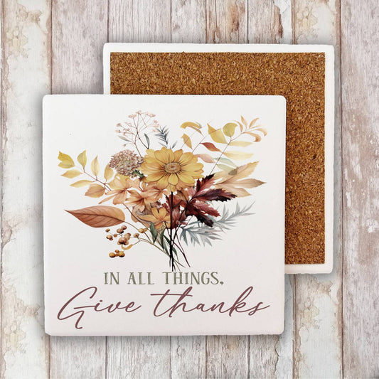 Autumn Fall Give Thanks Stone Coaster-Sets of 2