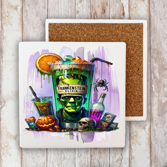 Halloween Frankenstein Elixir Stone Coaster (Set of 2)