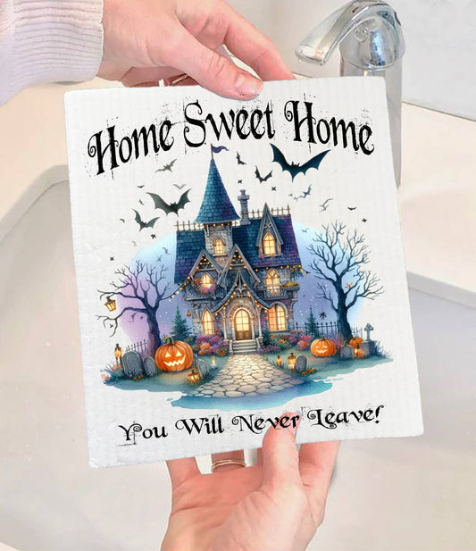 Halloween Masion Home Sweet Home Swedish Dishcloth-Sets of 2