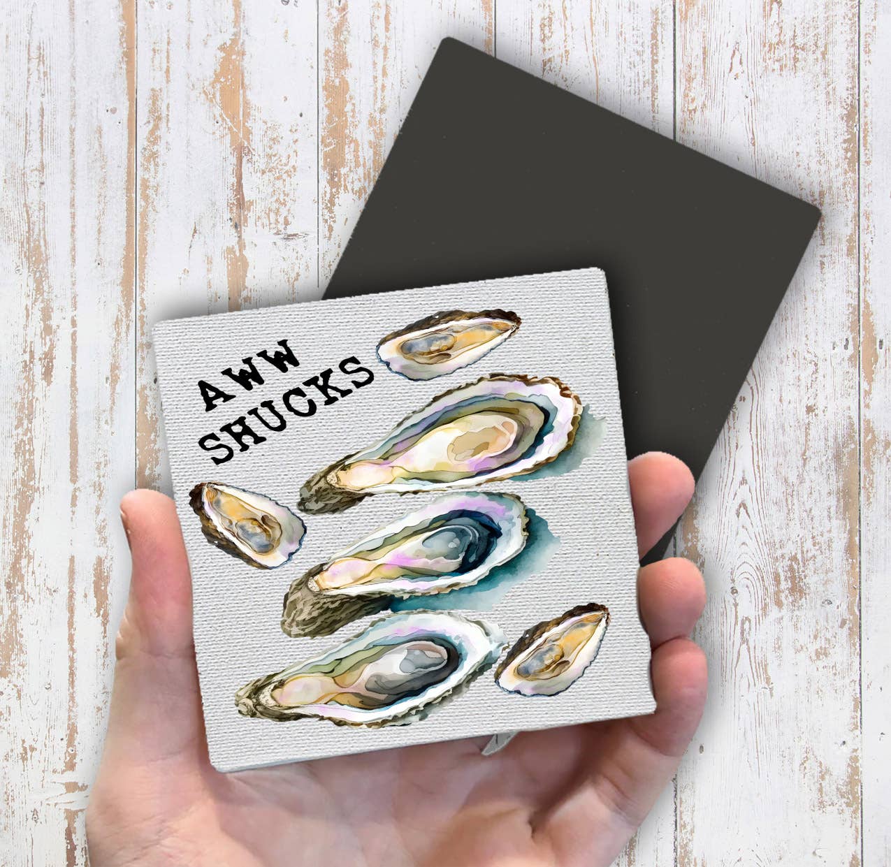 Oysters Aw Shucks Coastal Beach Magnet Fridge - Sets of 2