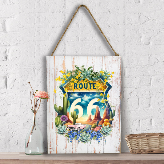 Route 66 Sign Succulents  Wall Decor