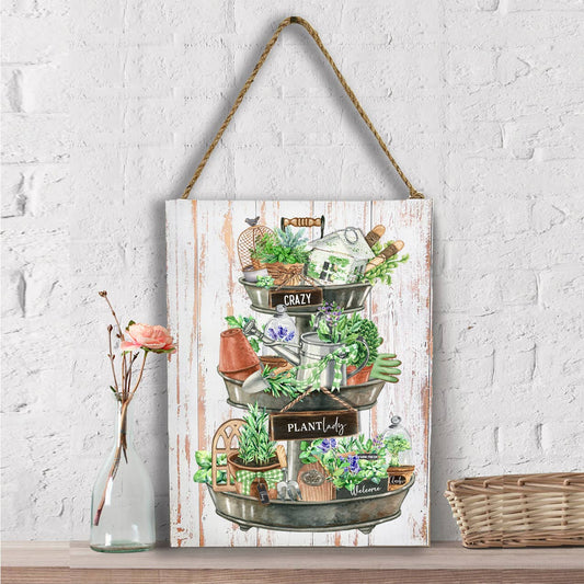 Crazy Plant Lady 3 Tier Tray Herbs Wall Decor
