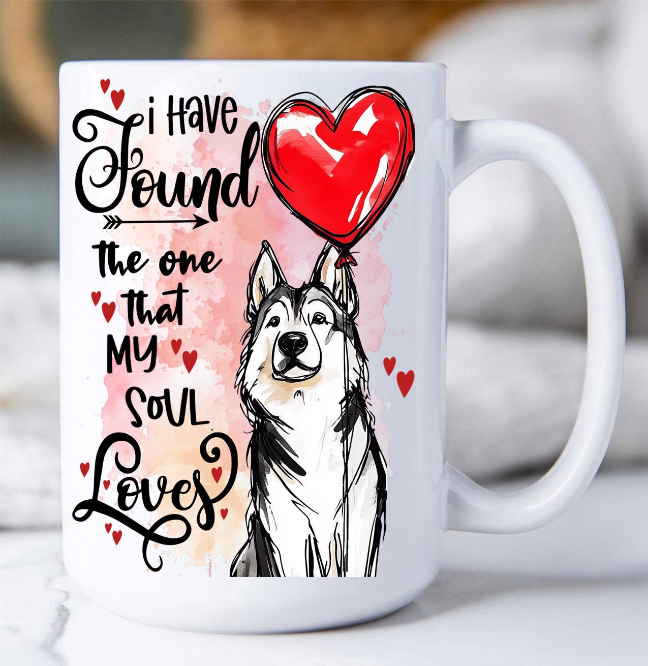 Dog Husky Found My Love Valentine Coffee Mug