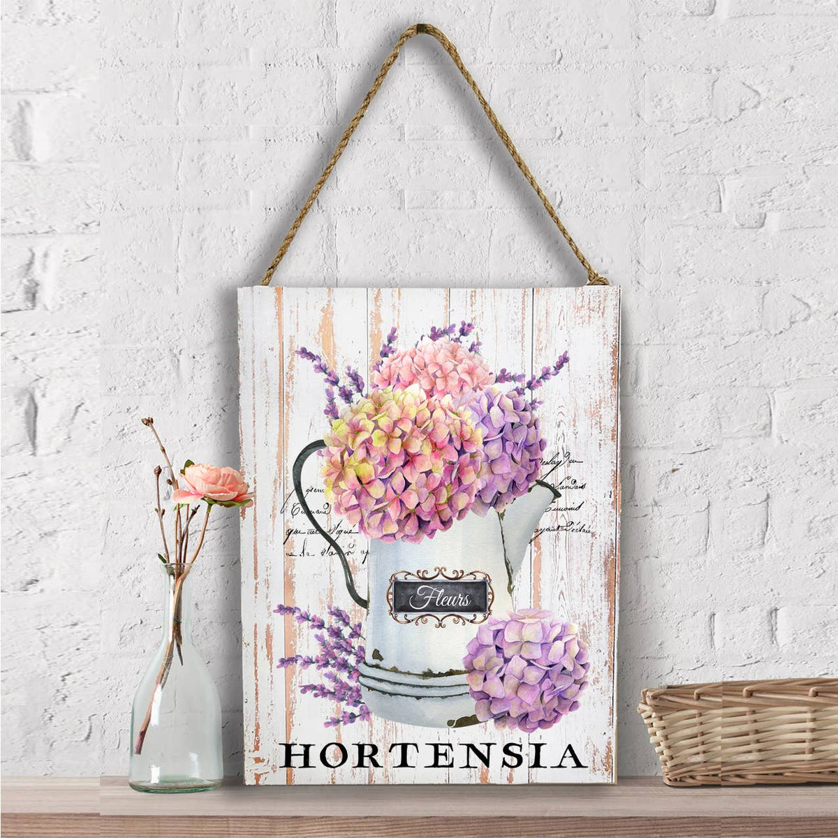 Farmhouse Paris Hydrangea Flowers  Wall Decor