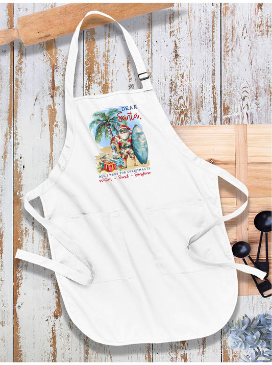 Coastal Dear Santa Christmas Beach Apron