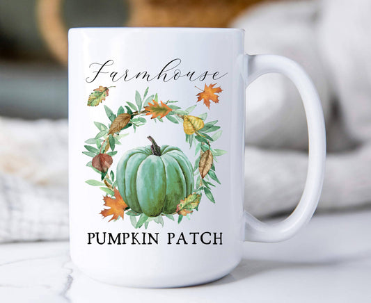 Farmhouse Pumpkin Patch Wreath Coffee Mugs
