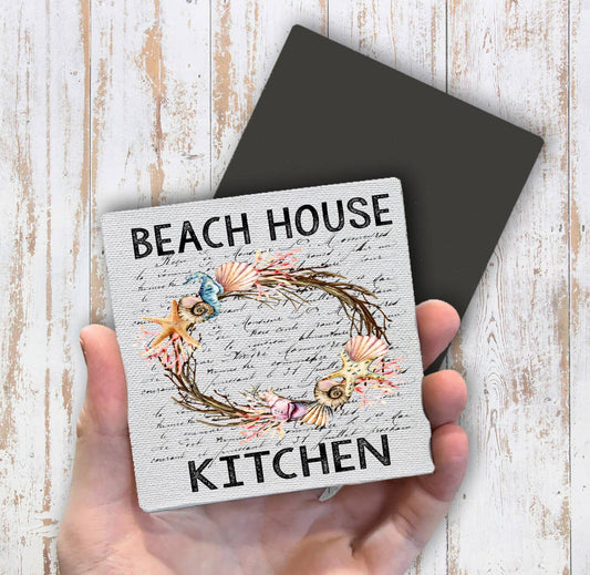 Beach House Sea Shell Wreath Ocean Magnet Fridge - Sets of 2