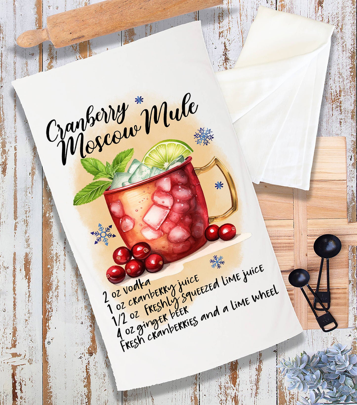Christmas Cocktail Cranberry Moscow Mule Terry Towel