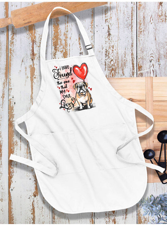 Dog Bull Dog Found My Love Valentine Apron