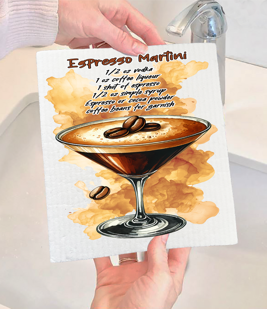 Summer Cocktail Espresso Martini Swedish Dishcloth (Set of 2)