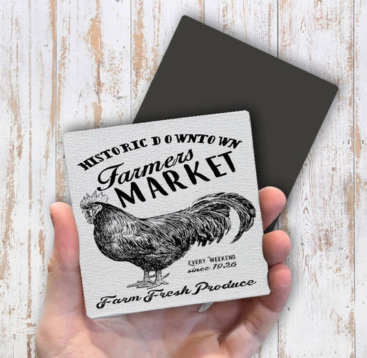 Farmers Market Fresh Produce Rooster Magnet Fridge - Sets of 2